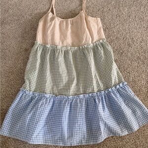 Tiered Gingham Shift Dress